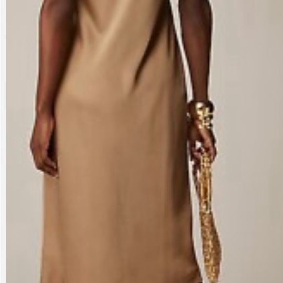 J. Crew Tan Slip Midi Dress for Cocktail Nights  Camel luster charmeuse gwyneth - Picture 5 of 12